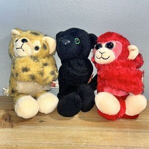 Wild Republic Lot Of 3 Huggers Slap Bracelet Plush Toy Monkey Tiger Panther‎